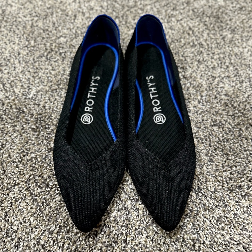 Rothy's The Point Black Flats Shoes Size 8.5